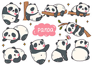 卡通可爱的熊猫元素