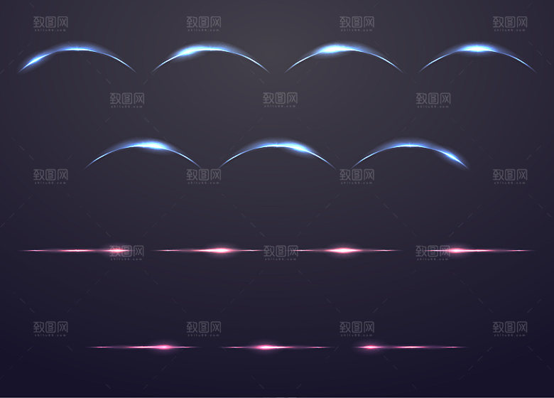 蓝色光晕光束矢量元素