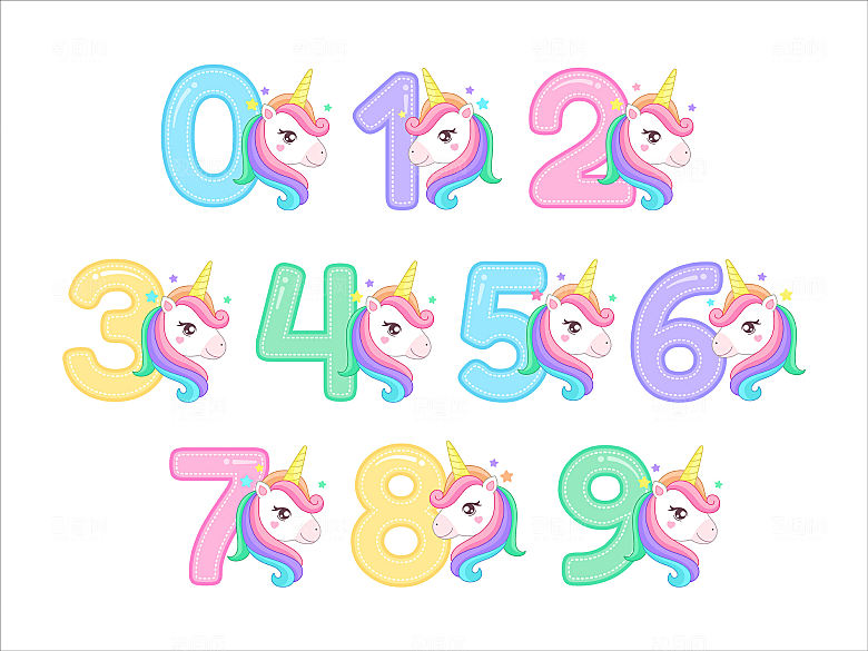 独角兽与数字矢量元素