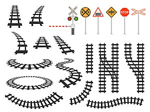 火车道轻轨警示牌矢量元素