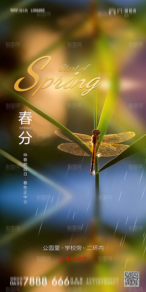 地产简约大气春分节气海报