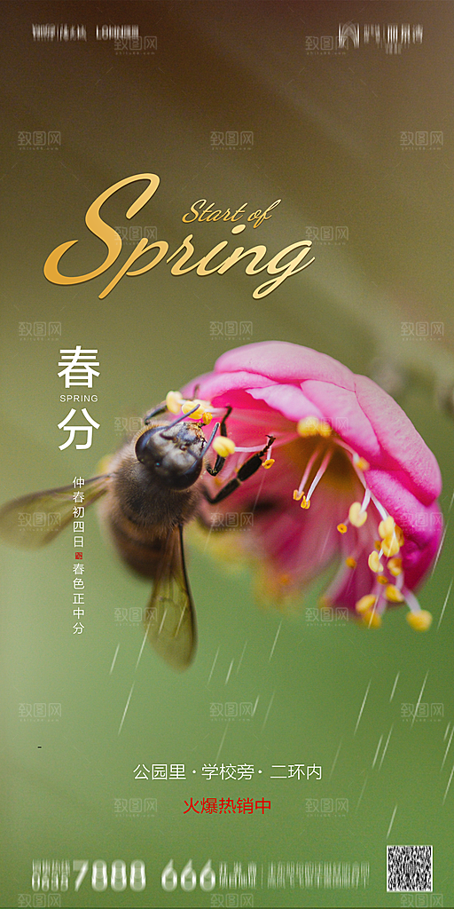 地产简约大气春分节气海报