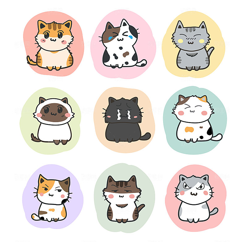可爱卡通小猫咪矢量元素