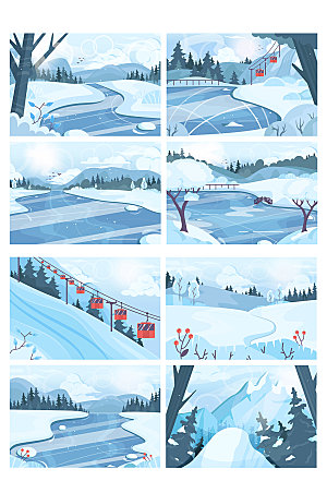 冬季风景矢量插画