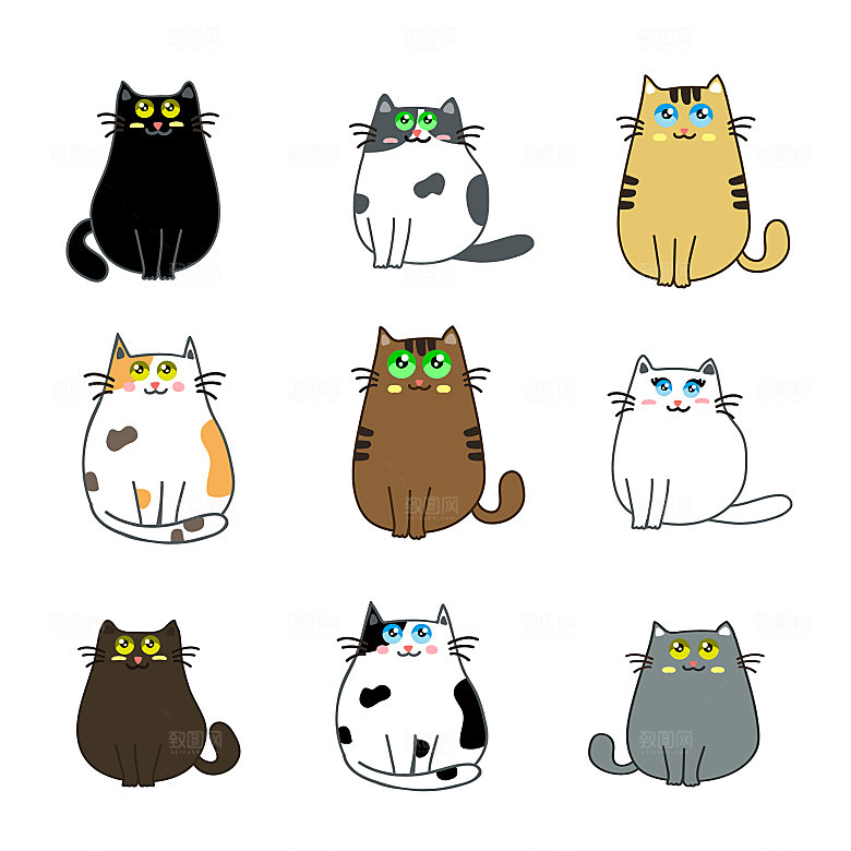 可爱卡通小猫咪矢量元素