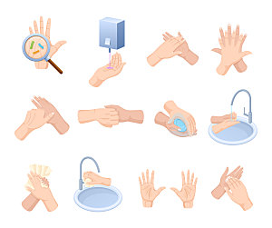洗手流程矢量插画元素