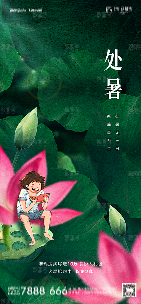 地产二十四节气处暑简约大气海报