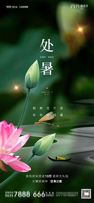 地产二十四节气处暑简约大气海报