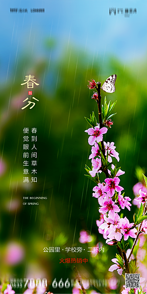 地产二十四节气春分简约大气海报
