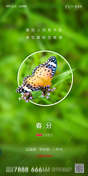 地产二十四节气春分简约大气海报