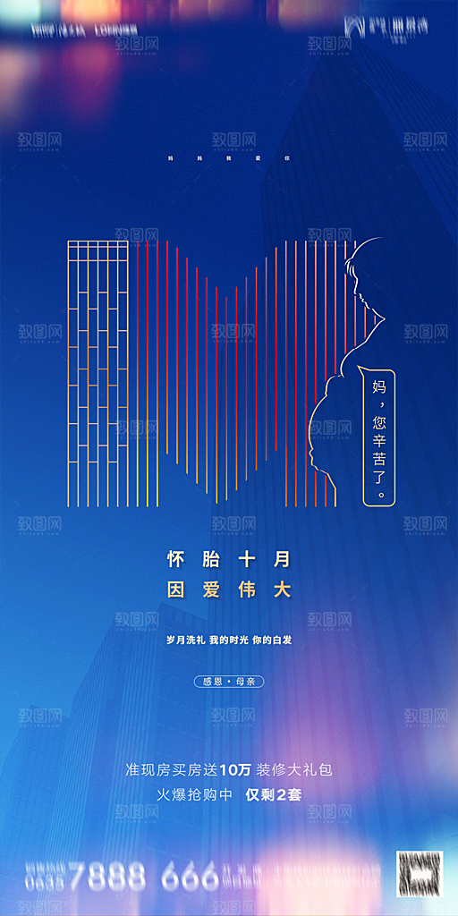 地产母亲节节日简约大气海报