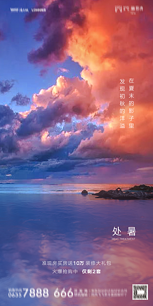 地产二十四节气处暑简约大气海报