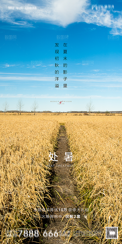 地产二十四节气处暑简约大气海报