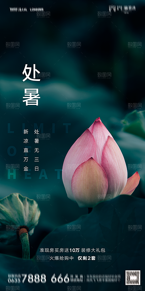 地产二十四节气处暑简约大气海报