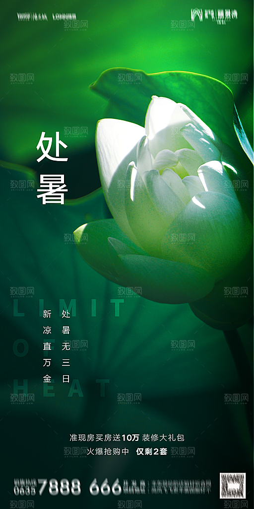 地产二十四节气处暑简约大气海报