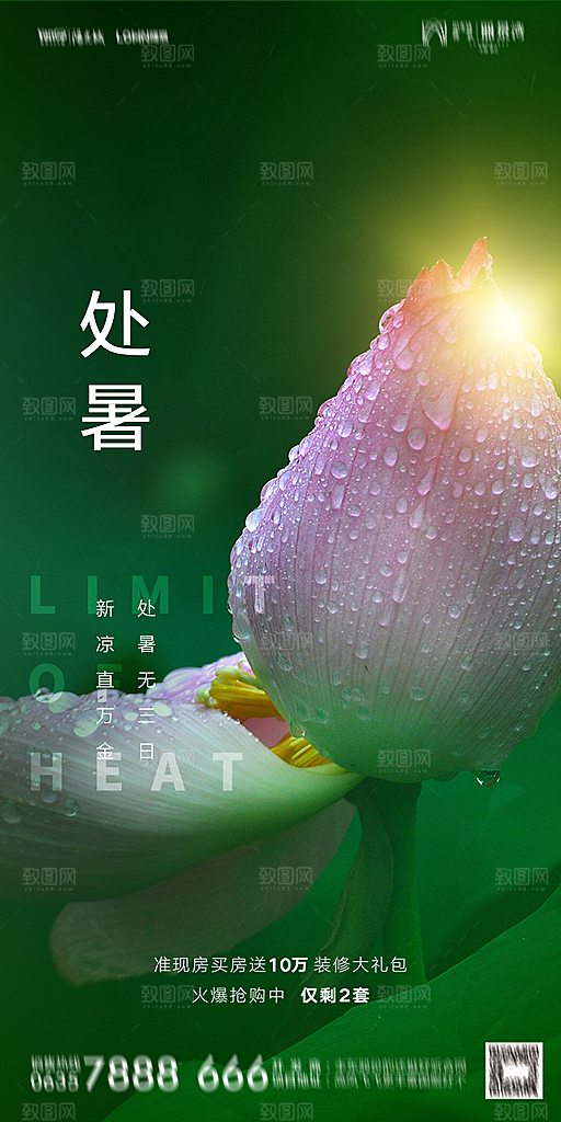 地产二十四节气处暑简约大气海报