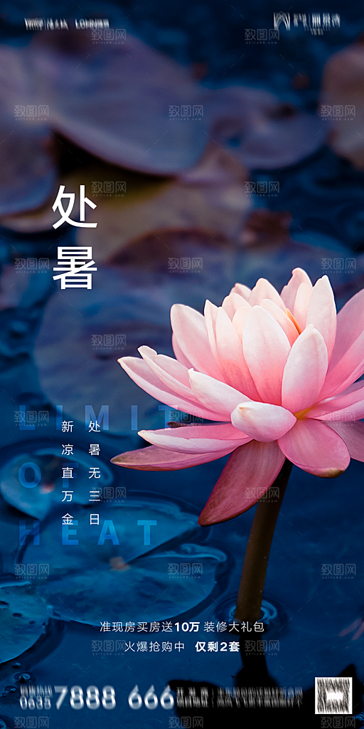 地产二十四节气处暑简约大气海报