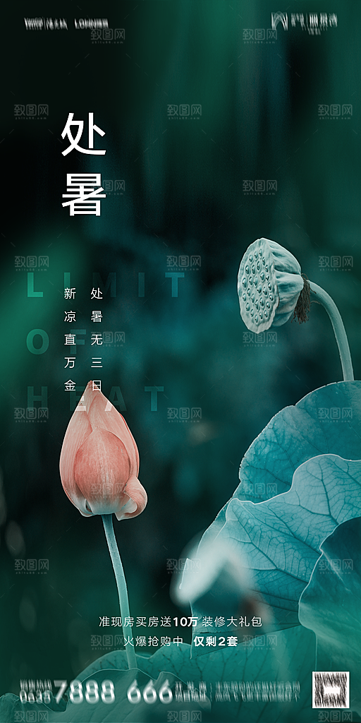 地产二十四节气处暑简约大气海报