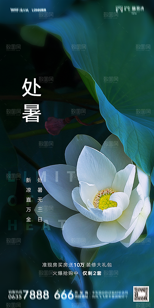 地产二十四节气处暑简约大气海报
