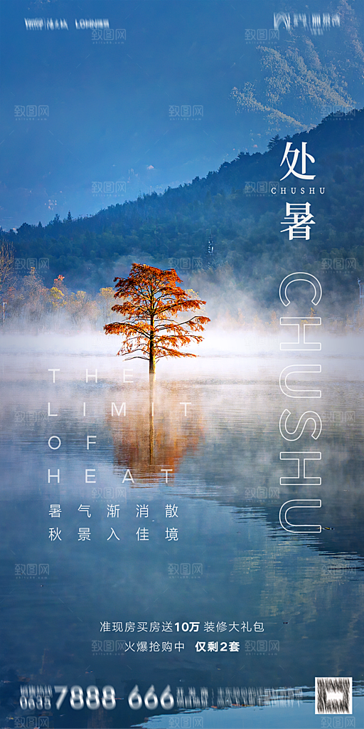 地产二十四节气处暑简约大气海报