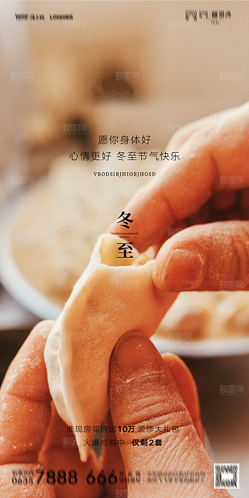 地产二十四节气冬至简约大气海报