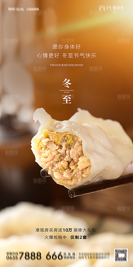 地产二十四节气冬至简约大气海报