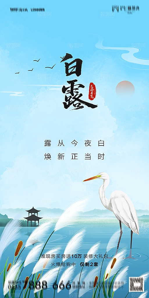 地产白露寒露节气简约大气海报