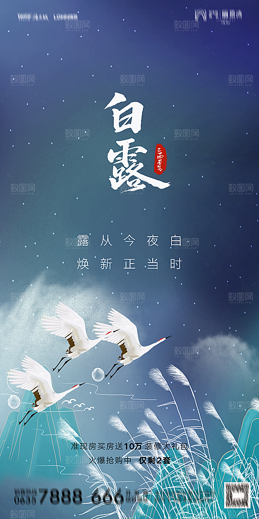 地产白露寒露节气简约大气海报