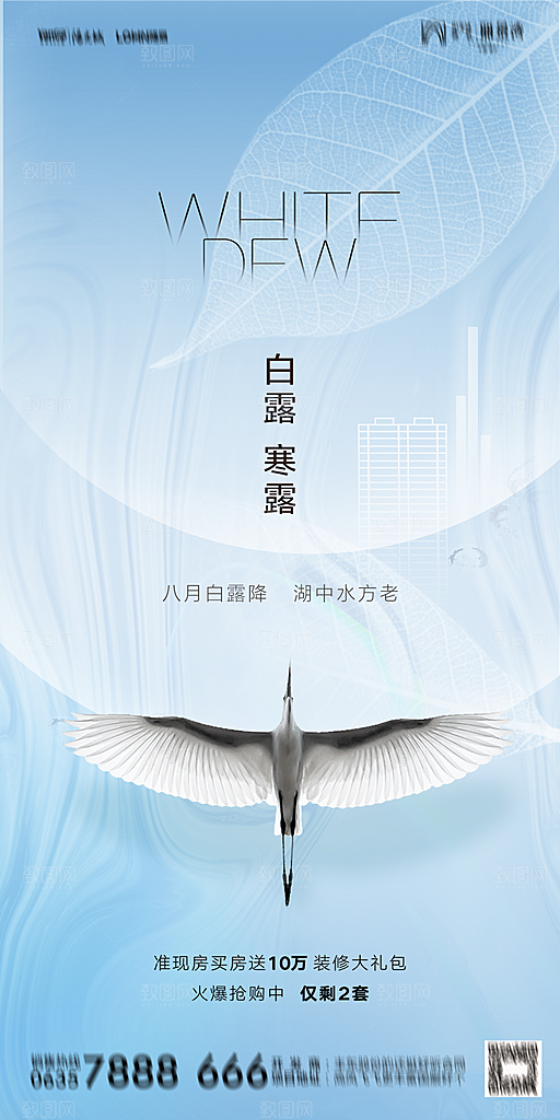 地产白露寒露节气简约大气海报