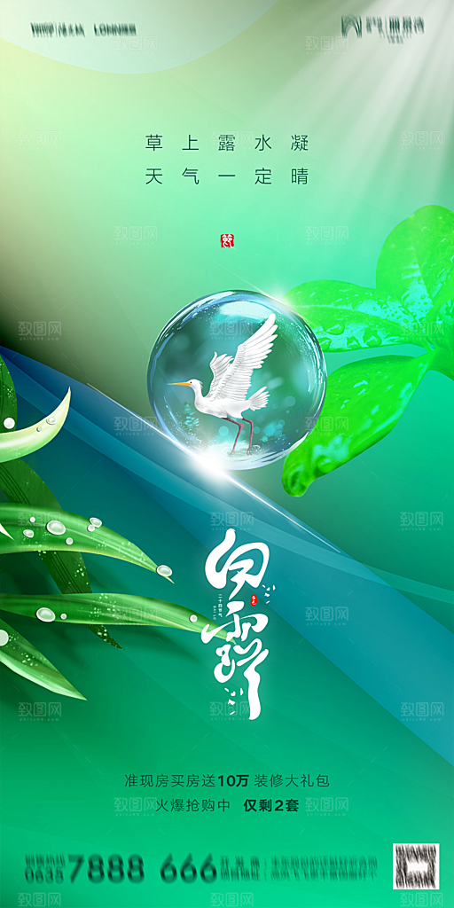 地产白露寒露节气简约大气海报
