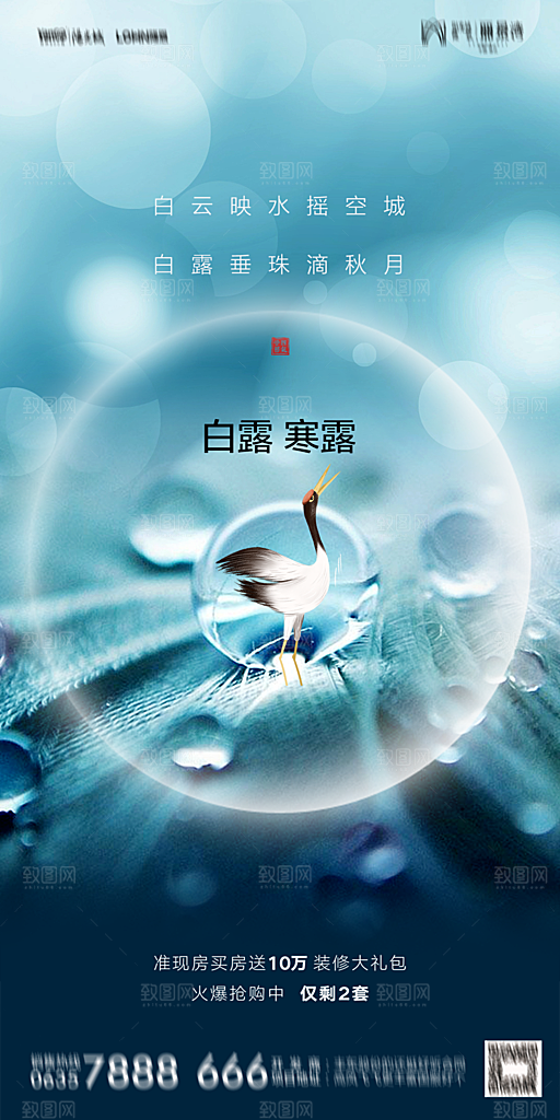 地产白露寒露节气简约大气海报