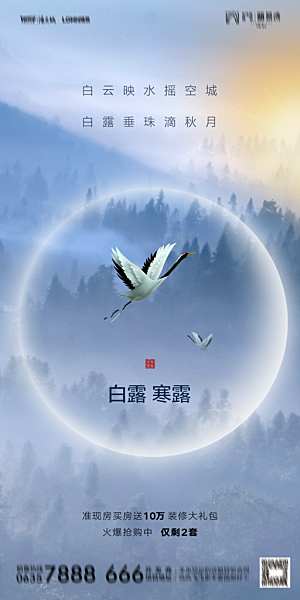 地产白露寒露节气简约大气海报