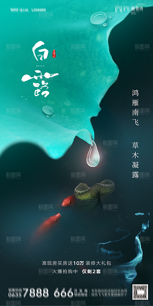 地产白露寒露节气简约大气海报