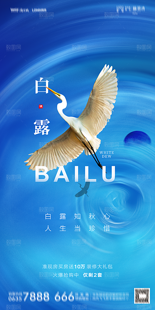 地产白露寒露节气简约大气海报