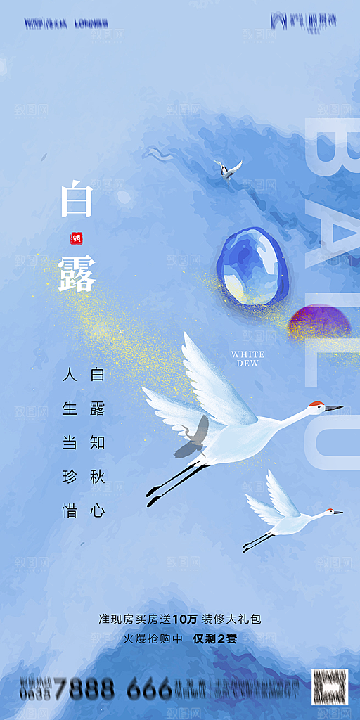 地产白露寒露节气简约大气海报