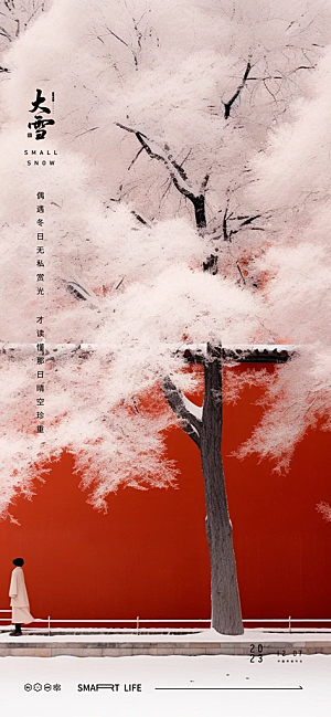 中国传统节气小雪简约中国风意境手机海报
