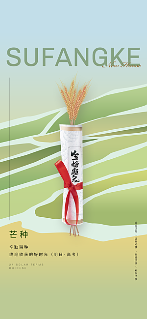中国传统节气竹子芒种手机海报