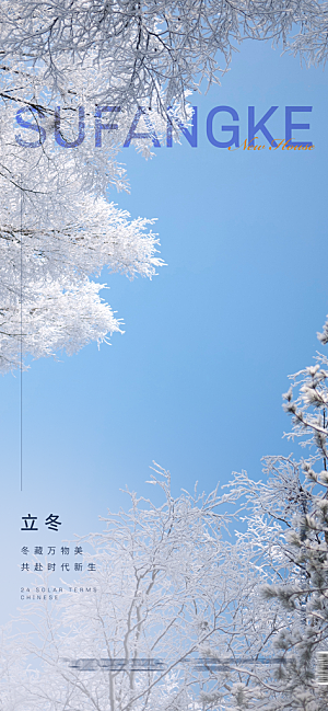 中国传统节气竹子立冬手机海报