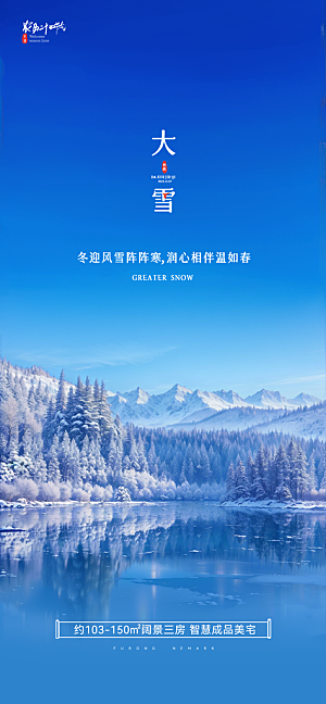 中国传统节气简约大气大雪手机海报