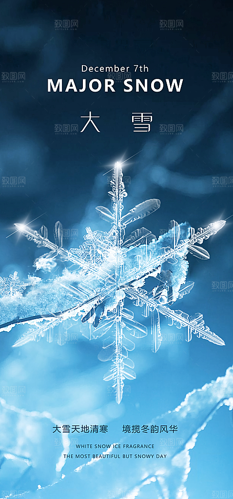 中国传统节气简约大气创意大雪手机海报