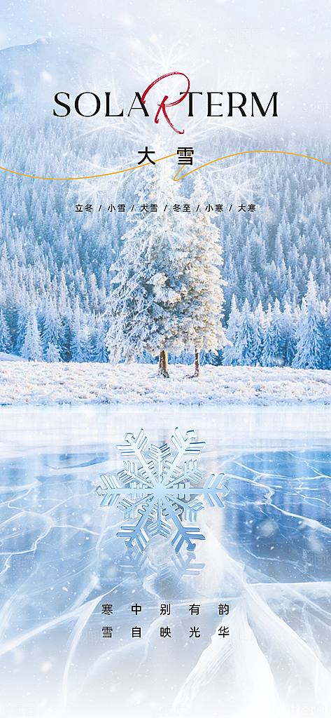 中国传统节气大雪简约创意意境手机海报