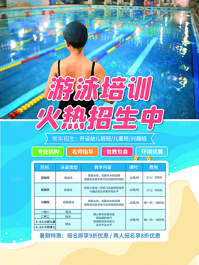培训班游泳班海报