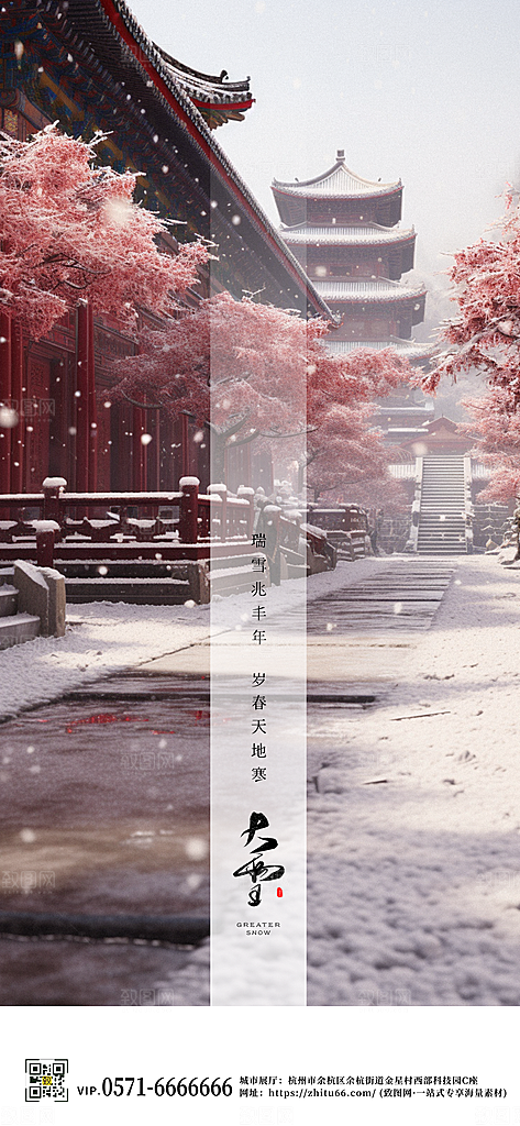 中国传统节气大雪摄影图故宫手机海报