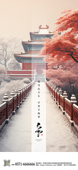 中国传统节气大雪摄影图故宫手机海报