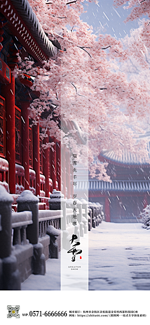 中国传统节气大雪摄影图故宫手机海报