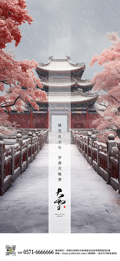 中国传统节气大雪摄影图故宫手机海报