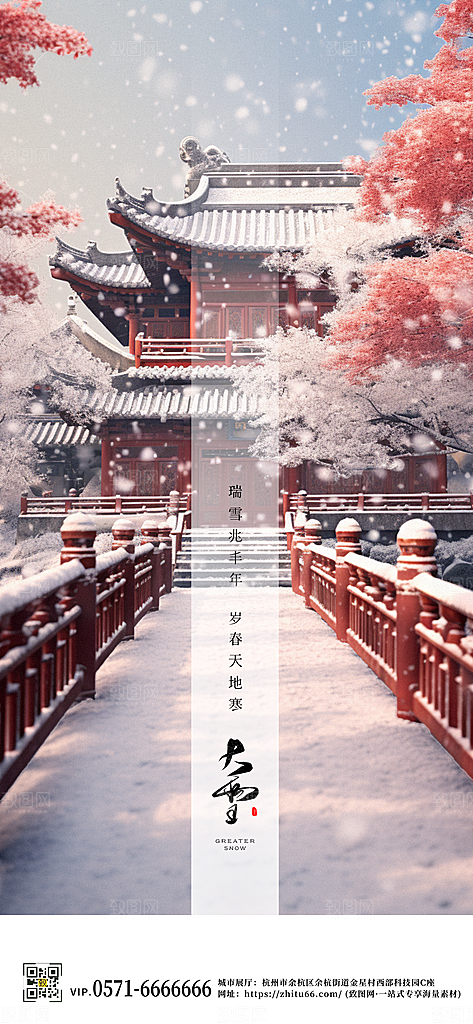 中国传统节气大雪摄影图故宫手机海报