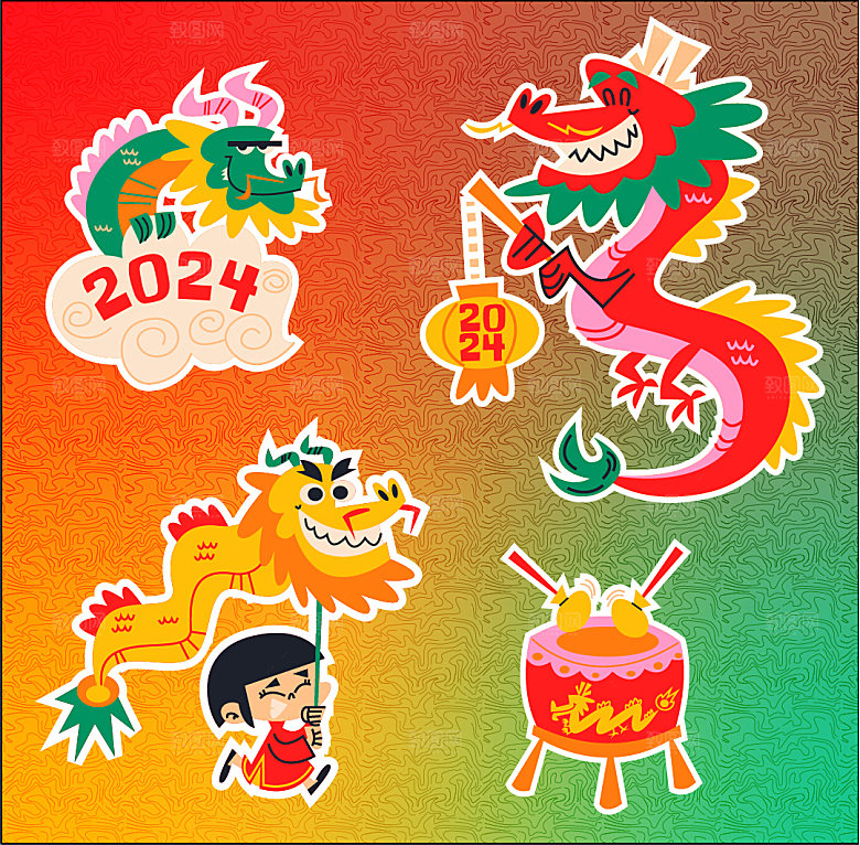 2024龙年新年插图元素