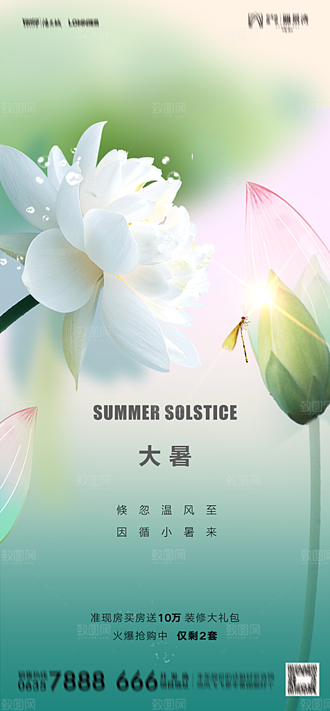 地产二十四节气大暑简约大气海报