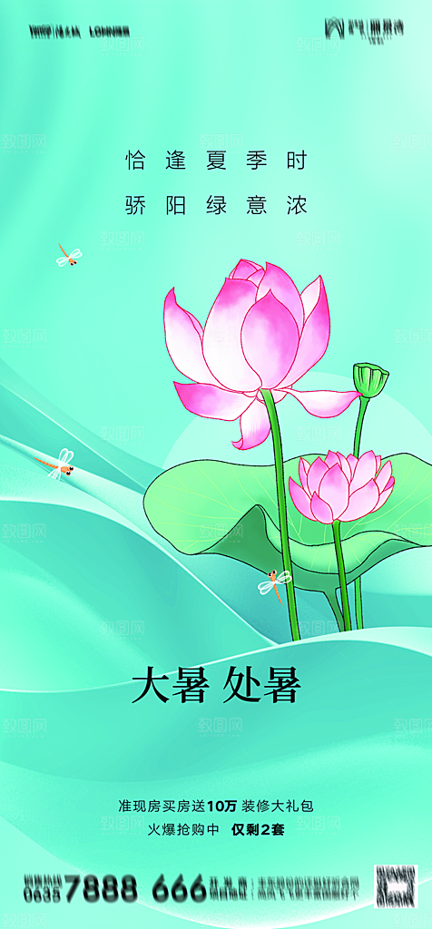 地产二十四节气大暑简约大气海报